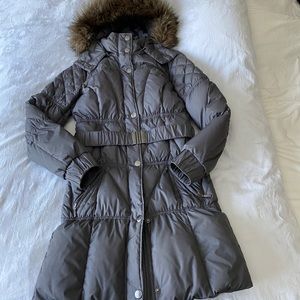 Esprit quilted down puffer coat belted size 6